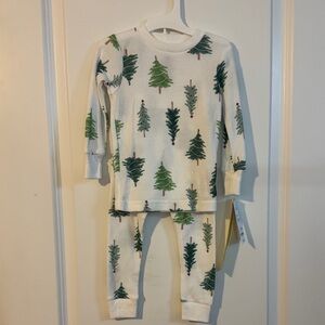 NEW Carter's Toddler 2pc Christmas Trees Long Sleeve Cotton PJ Set - White 18M